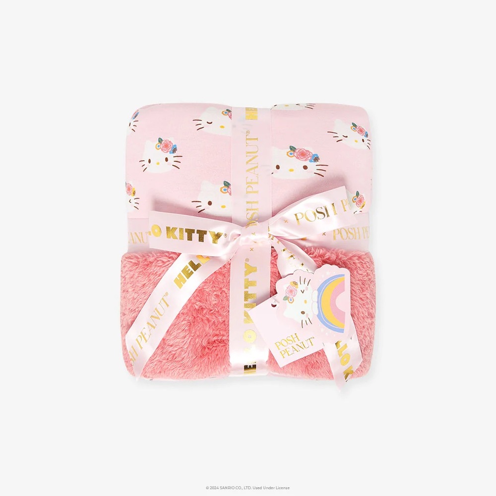 BNIB Posh Peanut Hello Kitty Pastel Pink Luxe Plush Patoo Blanket